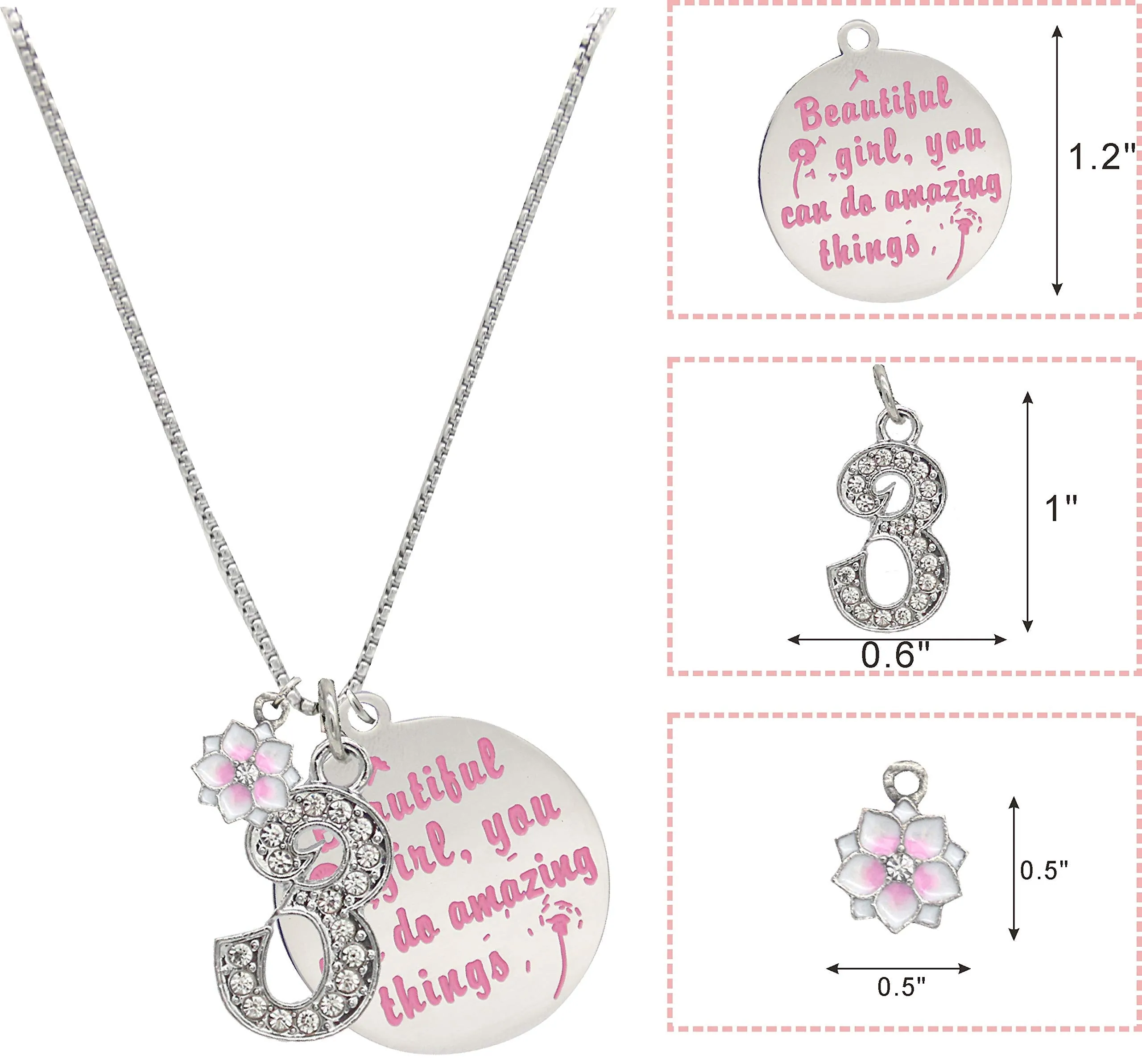 3rd Birthday, 3rd Birthday Gift, 3rd Birthday Girl Gifts, 3rd Birthday Necklace, Gifts