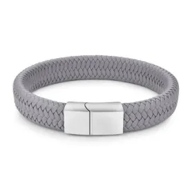 Classy Men Grey Braided Leather Bracelet