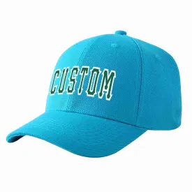 Custom Aqua Kelly Green-White Curved Eaves Sport Baseball Cap Design for Men/Women/Youth