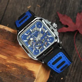 Fashion Transparent Skeleton Automatic Mechanical Watch for Men Sports Rubber Leather Strap FS 140