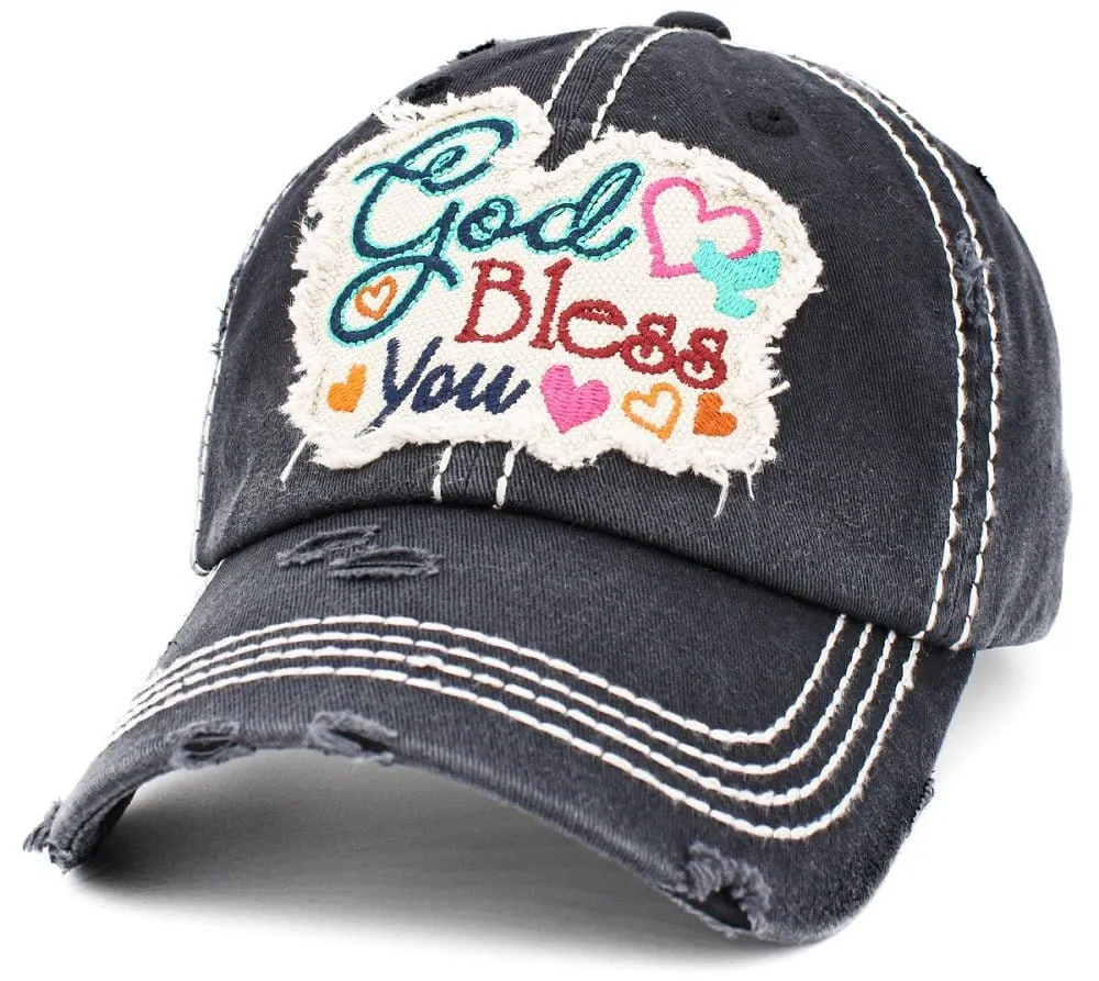 KBV1390 "God Bless You" Vintage Washed Baseball Cap