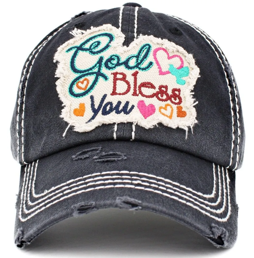 KBV1390 "God Bless You" Vintage Washed Baseball Cap