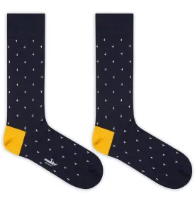 Madder Socks - Nighthawk - Midnight Blue / White / Saffron Yellow