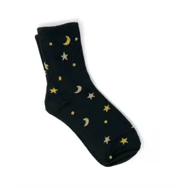 Moon and Stars Socks: Black