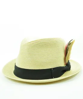 Natural Braid Fedora Hat with Band and Feather