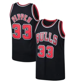 Scottie Pippen Chicago Bulls Black Throwback Basketball Jersey