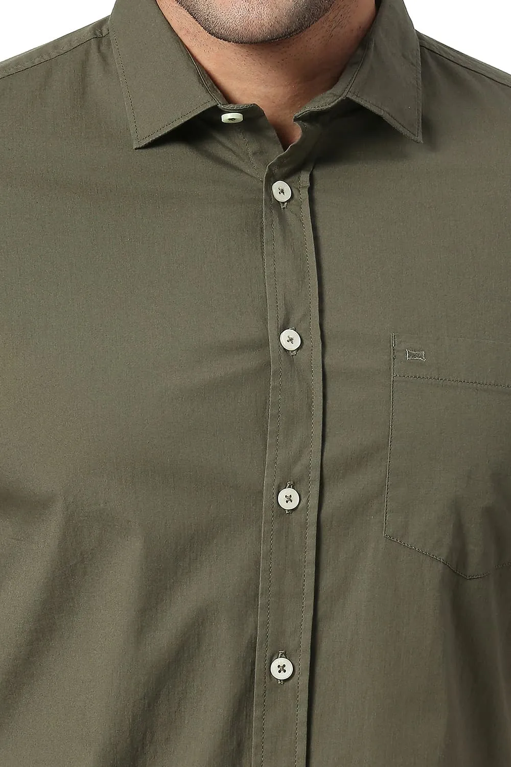 Slim Fit Cotton Poplin Stretch Halfsleeves Shirt